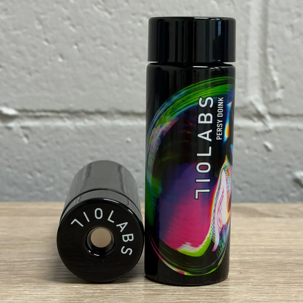 Pop-Vac pre-roll tube with 710 Labs Persy Doink custom direct-to-jar printing
