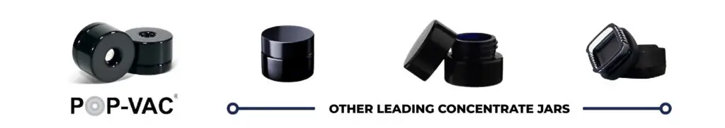 Bar chart comparing vapor loss percentage across leading concentrate jar brands, showing Pop-Vac's superior performance