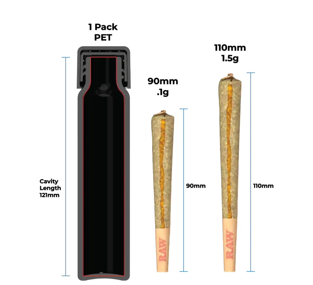Pop-Vac pre-roll 1-pack PET tube for up to 1.5g joints