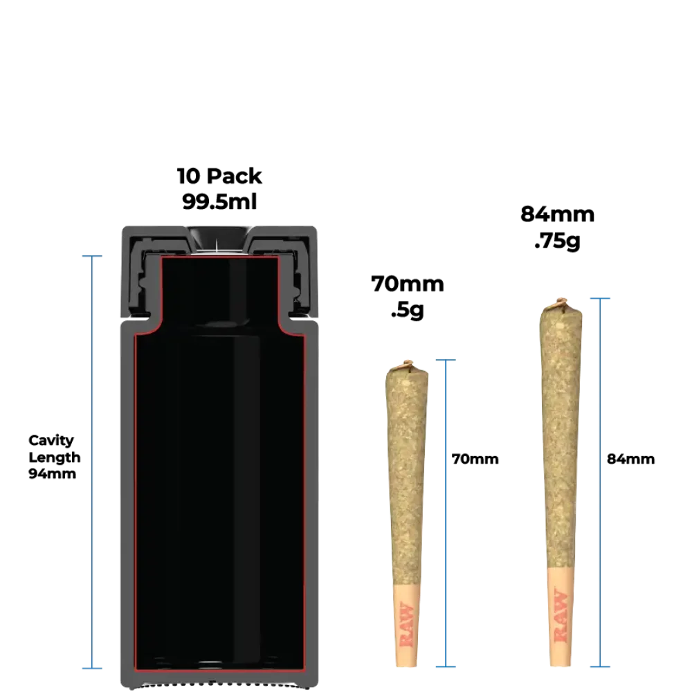 Pop-Vac pre-roll 10-pack tube for 0.5g to 0.75g joints
