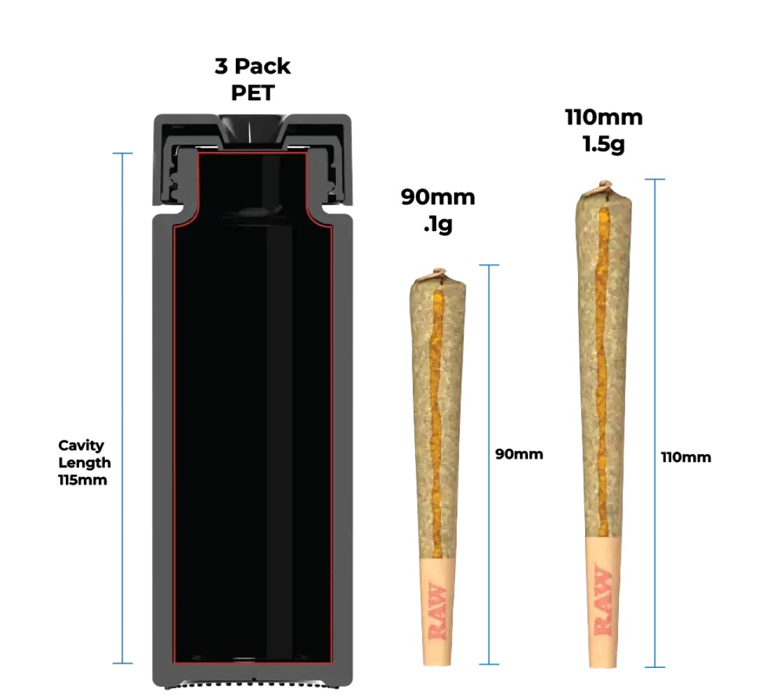Pop-Vac pre-roll 3-pack PET tube for up to 1.5g joints