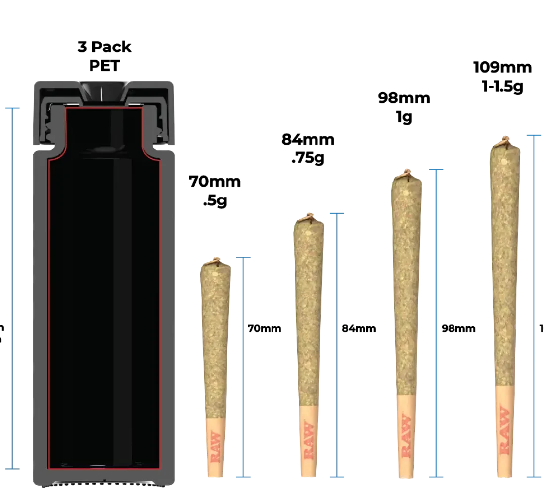 Pop-Vac pre-roll 3-pack PET tube for up to 1.5g joints