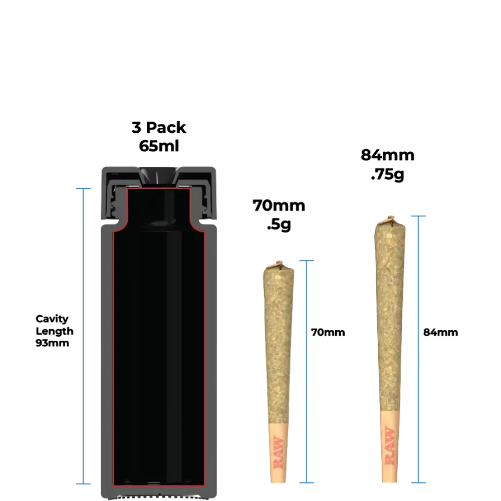 Pop-Vac pre-roll 3-pack tube for 0.5g to 0.75g joints