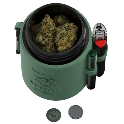 An open Nugidor filled with premium cannabis